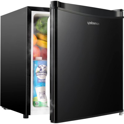1.7 Cu.ft Mini Fridge with Freezer, Dorm Essentials, Adjustable Thermostat, Energy Saving, Low Noise, Single Door Compact Refrigerator for Dorm, Office, Bedroom, Black-FR17