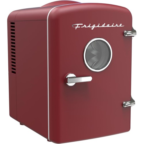Retro Mini Compact Beverage Refrigerator, for Keeping Office Lunch Cool (RED) 1 gallon.