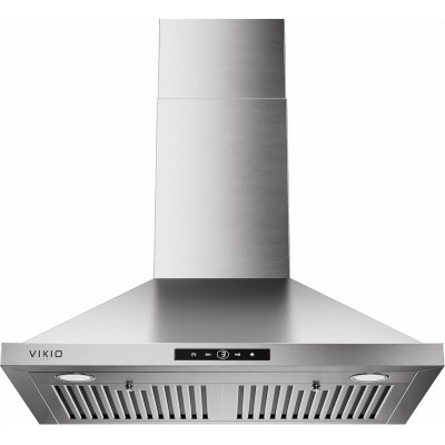 Wall Mount Range Hood 30 inch, 580 CFM, Ducted/Ductless Convertible, Stainless Steel Kitchen Vent Hood with 3-Speed Fan and LED Lights