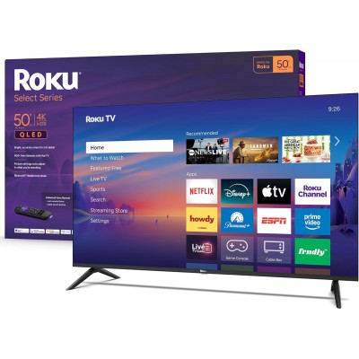 Smart TV 2026 – 50-Inch Select Series, 4K QLED TV – Roku TV with Voice Remote – Flat Screen QLED Television with Wi-Fi for Streaming Live Local News, Sports, & Movies – Bluetooth Headphone Mode