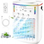 2026 New 1500ML Small Portable Air Conditioner Fan, Cooling Fan for Bedroom with 3 Modes & 3 Speeds, for Office, Camping, Coffee Table & Travel, with 7-Color LED Light & Remote Control(1PCS)