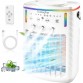 2026 New 1500ML Small Portable Air Conditioner Fan, Cooling Fan for Bedroom with 3 Modes & 3 Speeds, for Office, Camping, Coffee Table & Travel, with 7-Color LED Light & Remote Control(1PCS)