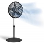 Pedestal Fan, Oscillating Fan for Bedroom with Adjustable Height and 3 Cooling Speeds, Portable, 18", Black, 1827