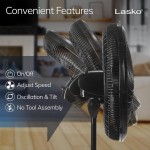 Pedestal Fan, Oscillating Fan for Bedroom with Adjustable Height and 3 Cooling Speeds, Portable, 18", Black, 1827